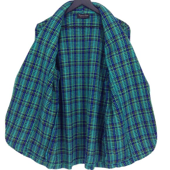 Vintage VIRGINIA'S CLOSET Green Plaid Blazer - Picture 6 of 8